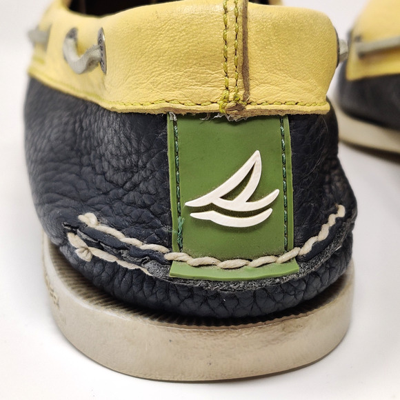 Sperry Mens Leather Two Tone Loafers Size 11 M Yellow Navy Blue Casual Comfort - Picture 4 of 15